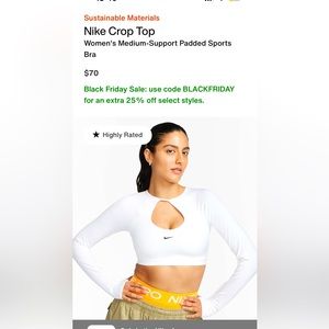Nike Long Sleeve White Indy Bra